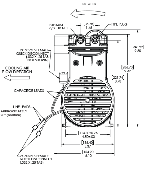 High Flow Aeration Air Compressor - front view
